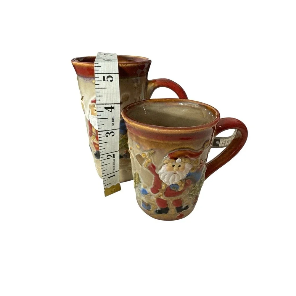 Vintage‎ Coffee Mug Cup Christmas Santa Set Of 2 Holiday Y2K